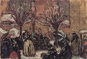 Bela Ivanyi-Grunwald Market of Kecskemet in Winter Spain oil painting artist